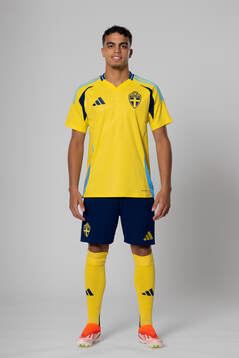 Yasin Ayari of the Swedish national football team poses for