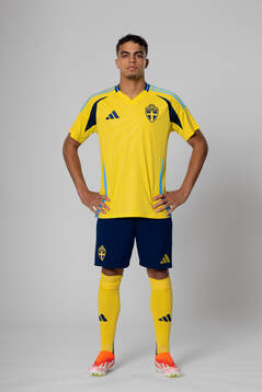 Yasin Ayari of the Swedish national football team poses for