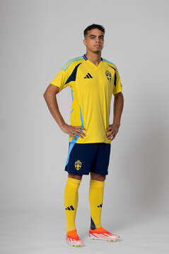 Yasin Ayari of the Swedish national football team poses for