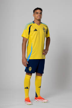 Yasin Ayari of the Swedish national football team poses for
