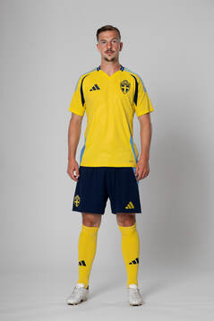 Simon Olsson of the Swedish national football team poses