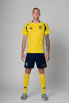 Gustaf Nilsson of the Swedish national football team poses