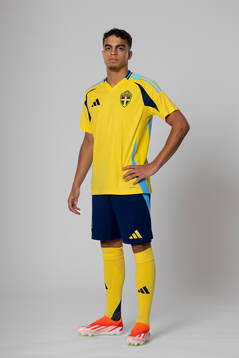 Yasin Ayari of the Swedish national football team poses for