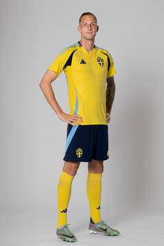 Gustaf Nilsson of the Swedish national football team poses