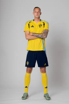 Gustaf Nilsson of the Swedish national football team poses