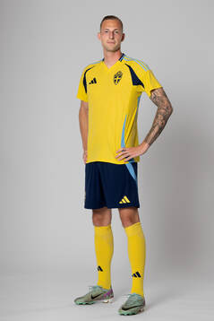 Gustaf Nilsson of the Swedish national football team poses