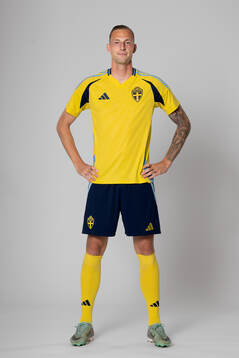 Gustaf Nilsson of the Swedish national football team poses
