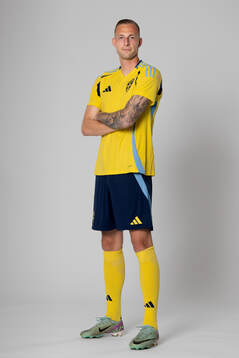Gustaf Nilsson of the Swedish national football team poses