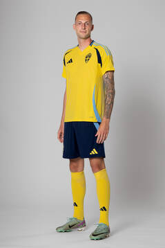 Gustaf Nilsson of the Swedish national football team poses