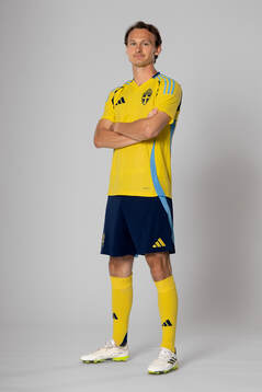 Hjalmar Ekdal of the Swedish national football team poses