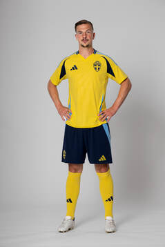 Simon Olsson of the Swedish national football team poses