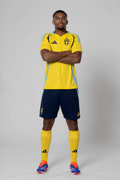 Isak Hien of the Swedish national football team poses for a