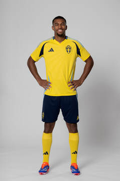 Isak Hien of the Swedish national football team poses for a