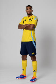 Isak Hien of the Swedish national football team poses for a