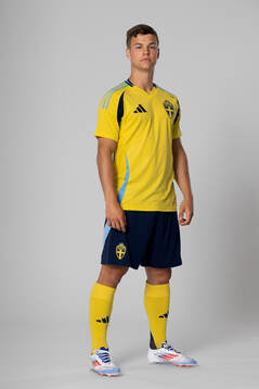 Samuel Dahl of the Swedish national football team poses for