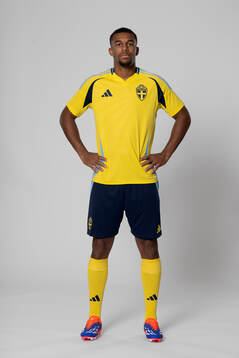 Isak Hien of the Swedish national football team poses for a