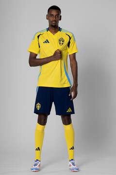Alexander Isak of the Swedish national football team poses