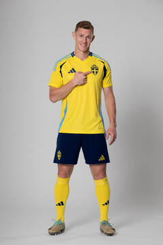 Emil Krafth of the Swedish national football team poses for