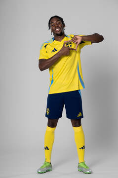 Anthony Elanga of the Swedish national football team poses