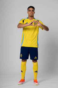 Yasin Ayari of the Swedish national football team poses for