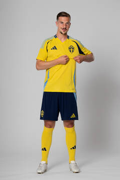 Simon Olsson of the Swedish national football team poses