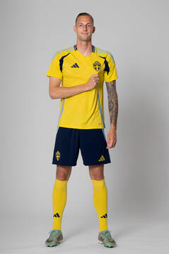 Gustaf Nilsson of the Swedish national football team poses