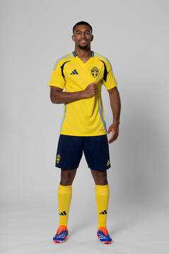 Isak Hien of the Swedish national football team poses for a