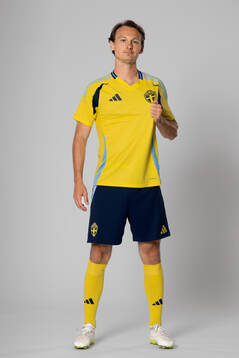 Hjalmar Ekdal of the Swedish national football team poses