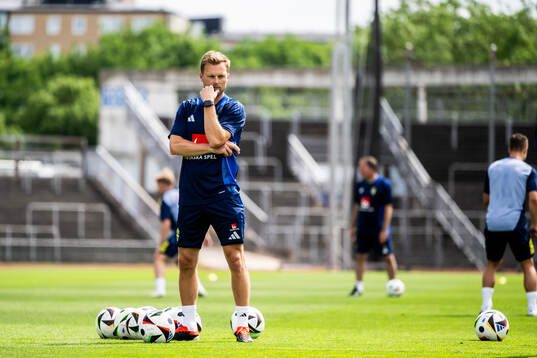 Assistant coach Sebastian Larsson of the Swedish men's