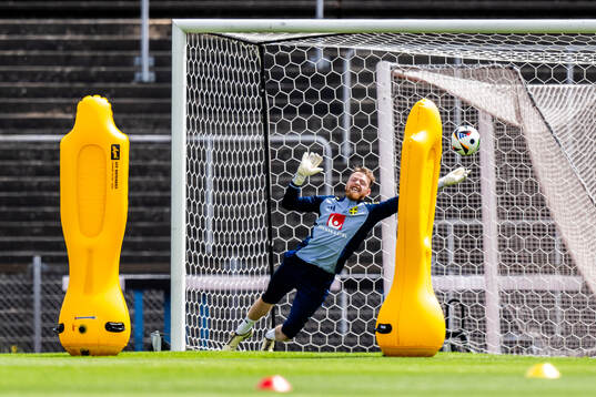 Goalkeeper Viktor Johansson of the Swedish men's national