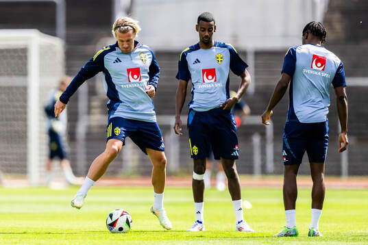 Emil Forsberg and Alexander Isak of the Swedish men's