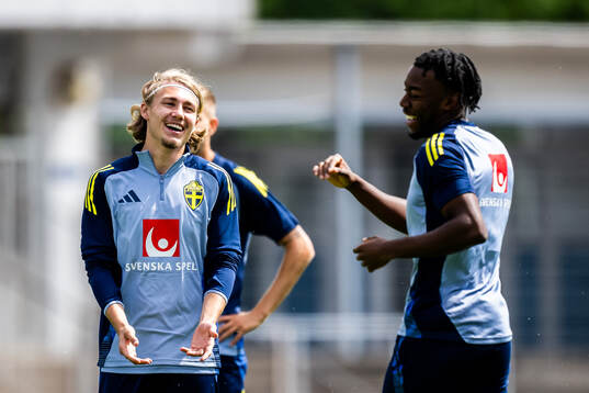 Sebastian Nanasi and Anthony Elanga of the Swedish men's