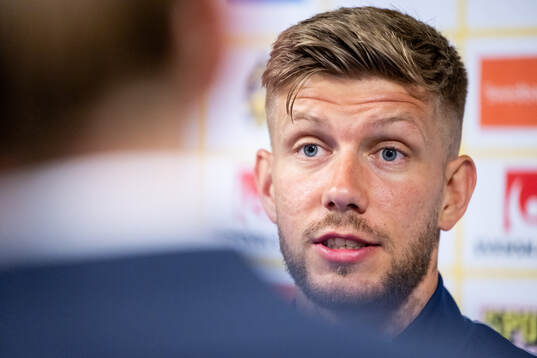 Anton Salétros of the Swedish national football team at a