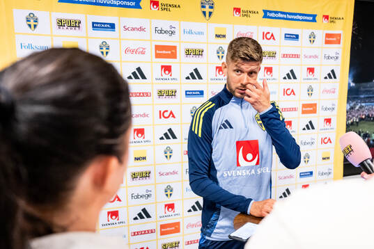Anton Salétros of the Swedish national football team at a