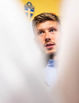 Anton Salétros of the Swedish national football team at a