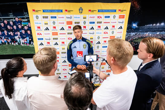 Anton Salétros of the Swedish national football team at a