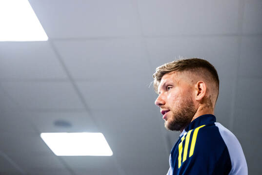 Anton Salétros of the Swedish national football team at a