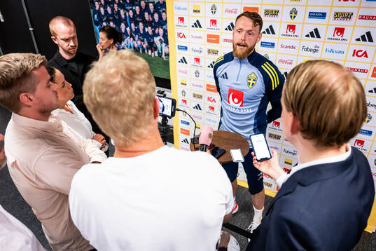Viktor Johansson of the Swedish national football team at a