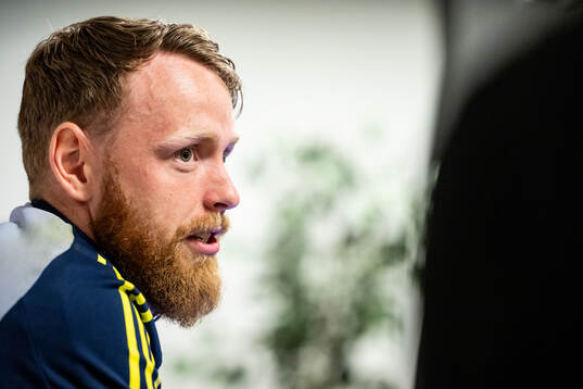 Viktor Johansson of the Swedish national football team at a