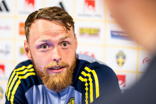 Viktor Johansson of the Swedish national football team at a