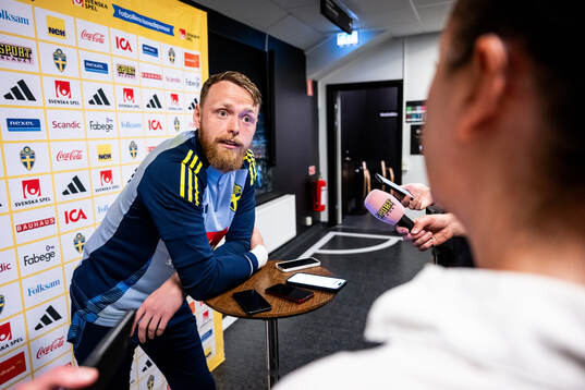 Viktor Johansson of the Swedish national football team at a