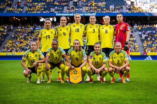 The starting eleven of Sweden, with a shirt dedicated to