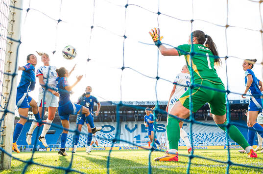 Frida Maanum of Norway scores the 1-1 goal