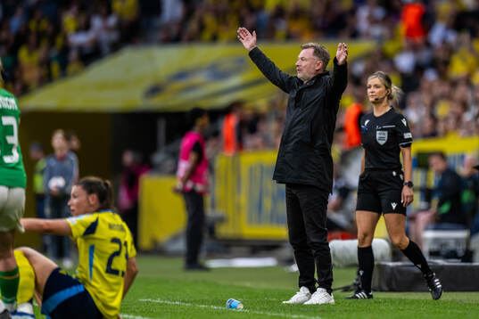 Head coach Peter Gerhardsson of Sweden reacts