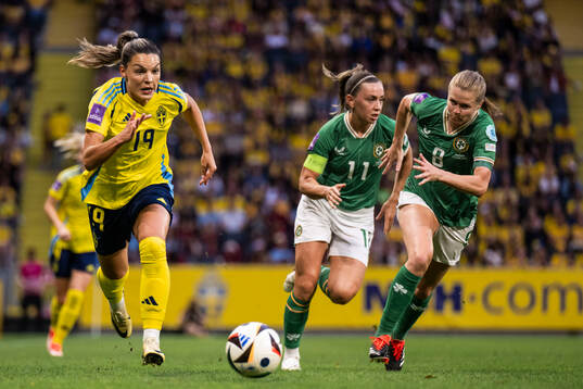 Johanna Rytting Kaneryd of Sweden against Katie McCabe and