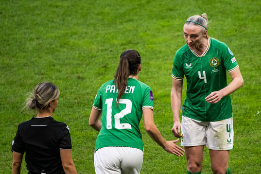 of Republic of Ireland Louise Quinn looks dejected as she