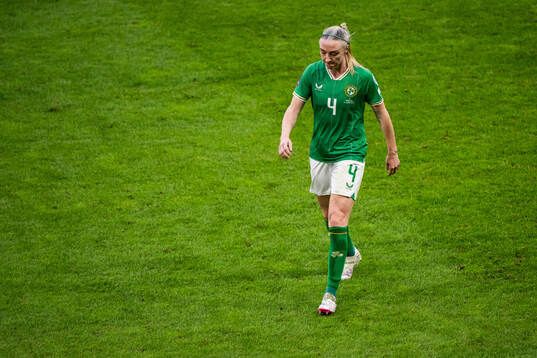 of Republic of Ireland Louise Quinn looks dejected as she
