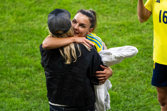 Johanna Rytting Kaneryd of Sweden celebrates with team