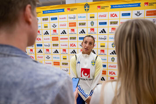 Rosa Kafaji of Sweden in mixed zone