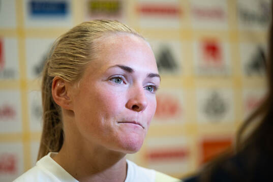 Magdalena Eriksson of Sweden in mixed zone